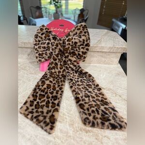 Viral TikTok Giant Large Furry Leopard Print Christmas Holiday Bow Coquette Deco